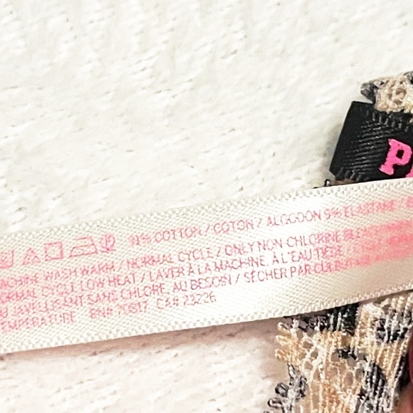 Victoria’s Secret PINK Animal Print Black Lace Trim Cheeky Panty Small Low Rise - Picture 4 of 5